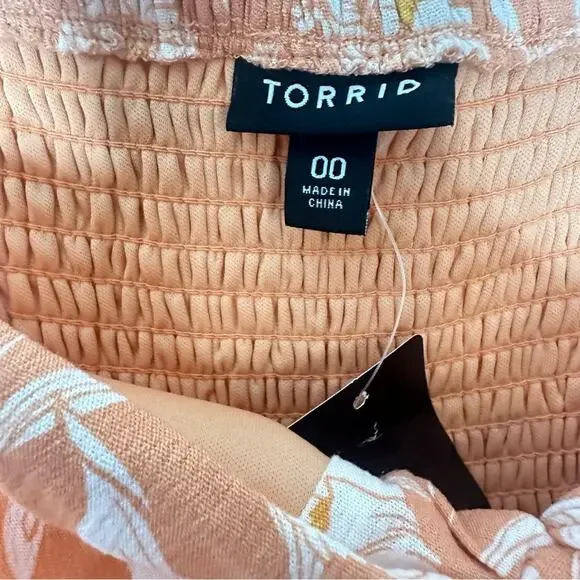 NWT Torrid Maxi Gauze Off Shoulder Tie Front Dress Size M/L Charlotte Floral - Picture 7 of 10